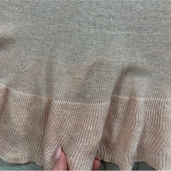 Free People Thin Knit Linen Blush Pink Tunic Sweater Ruffle Hem - Picture 4 of 9